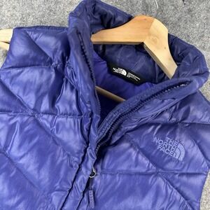 The North Face Vest Womens Small Purple 550 Down Puffer Quilted Full Zip Winter